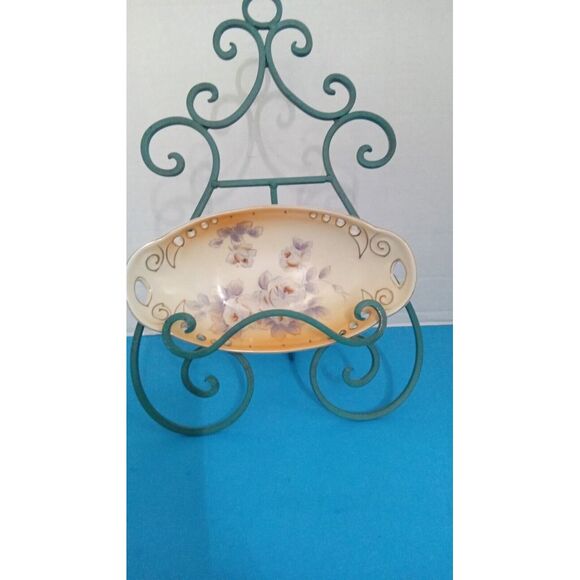 Vintage Floral Trinket Dish Decorative Soap‎ Dish Vanity Tray with Stand - Picture 1 of 4